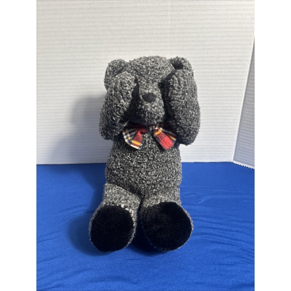 Mango Teddy Bear Company Bear Plush Gray Magnetic Paws Peek A Boo Plaid Bow Tie